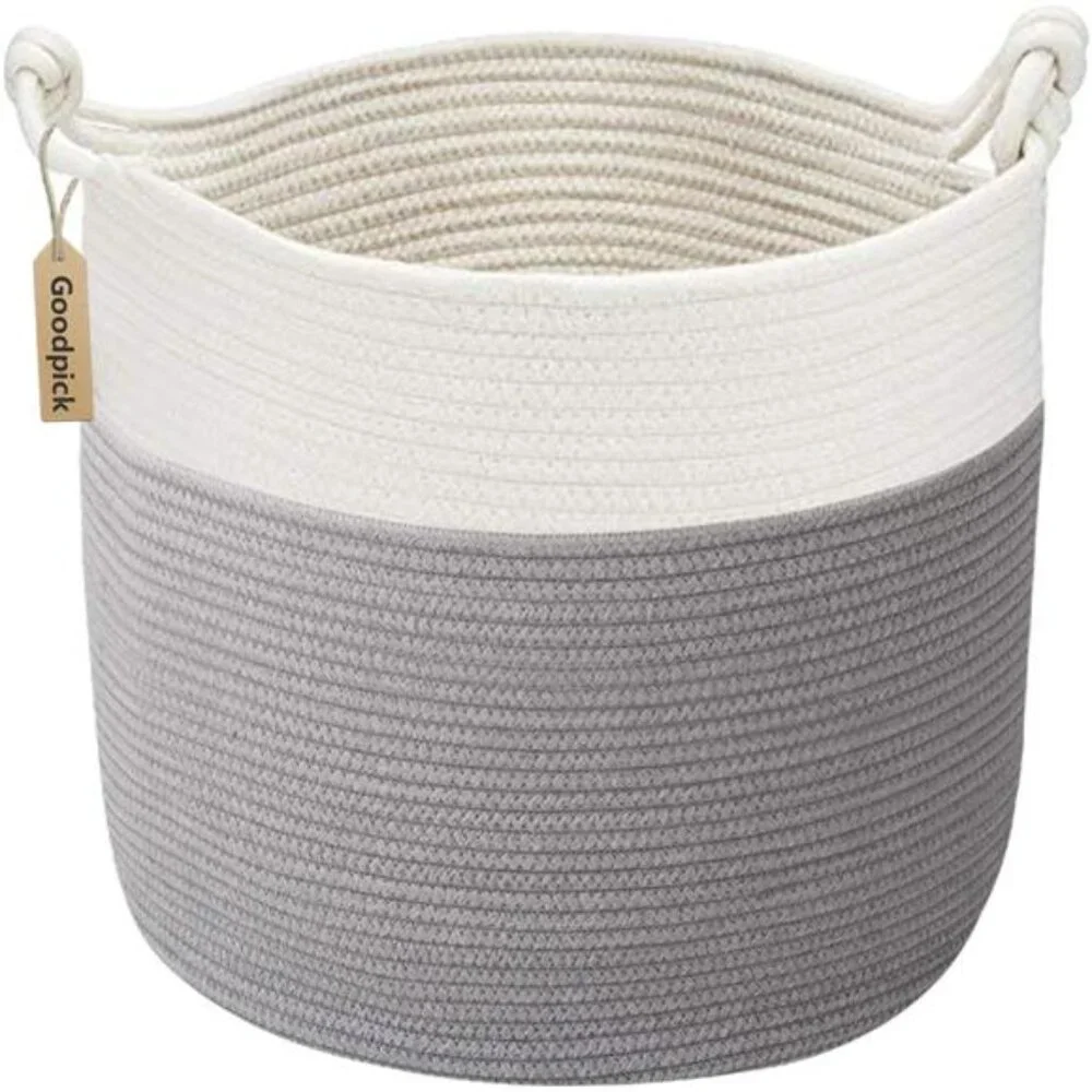 Cotton Rope Storage Basket, 15 x 14.2 Inches Baby Laundry Baskets